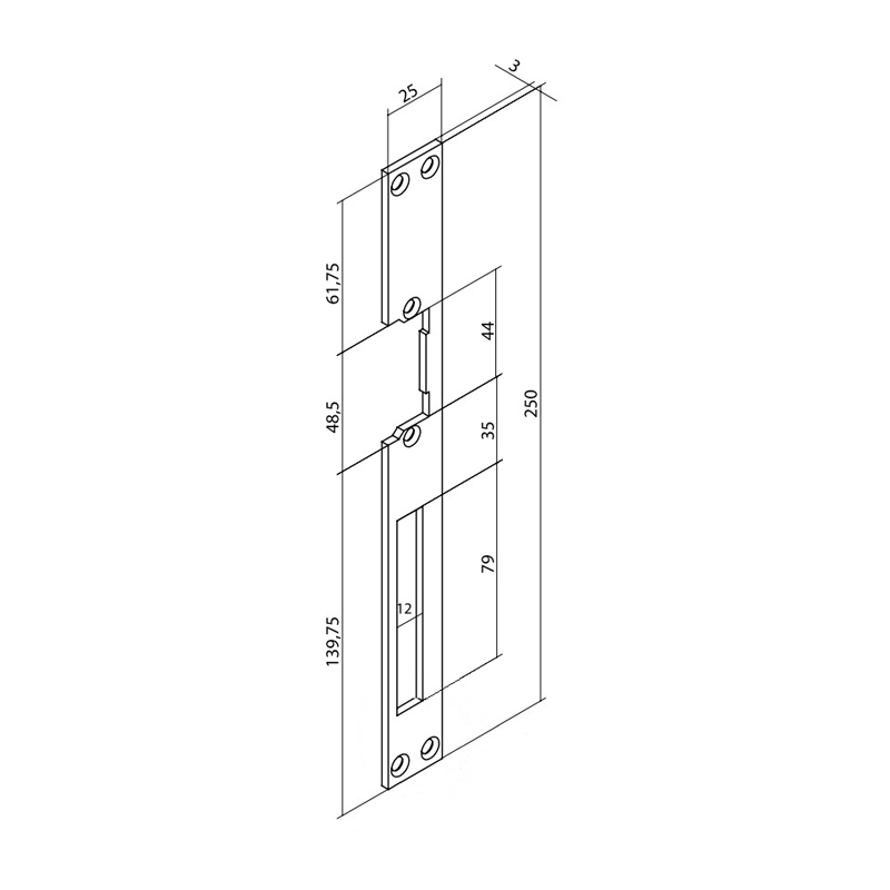 Планка плоская длинная F 03 Grey (L03Z)