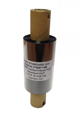 Риббон Wax 57 мм х 74 м, ширина втулки 110 мм, диаметр 0,5" (12,5 мм)