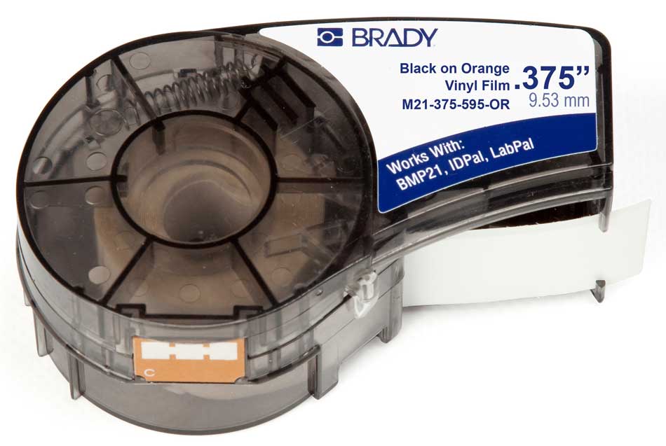 Лента Brady M21-375-595-OR 9.53 мм/6.4 м, винил, черный на оранжевом brd142809