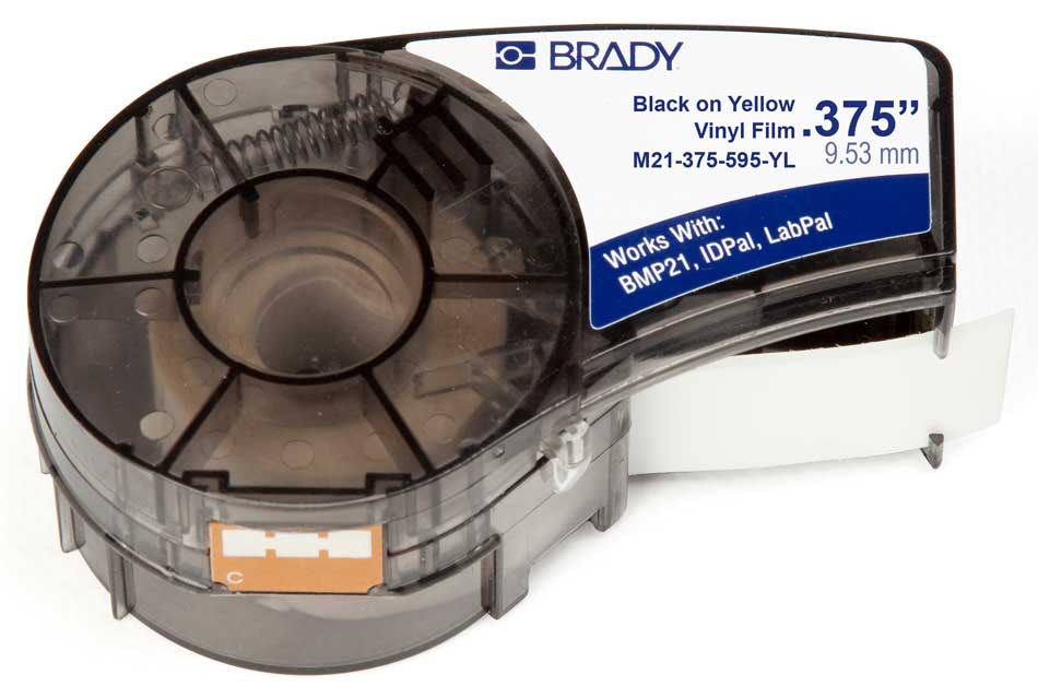 Картридж M21-375-595-YL лента 9.53 мм/6.4 м винил, черный на желтом для принтера Brady brd142803