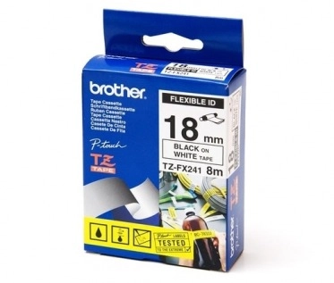 Гибкая лента для принтера Brother TZeFX241 18мм х 8м для цилиндрических поверхностей, черный на белом
