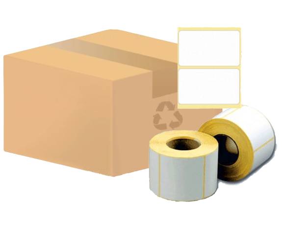 Этикетки 58х40 мм, полуглянец, 700 шт/р, 60 рул/коробка, диаметр втулки 40 мм (1,5 дюйма)