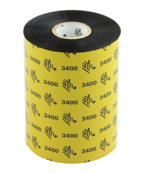 Риббон Zebra 3400 102 мм х 450 м, Wax-Resin, намотка OUT, втулка ширина 102 мм, диаметр 25,4 мм (1 дюйм), 03400BK10245