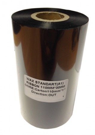 Риббон Wax 110 мм х 300 м, ширина втулки 110 мм, диаметр 1" (25,4 мм)