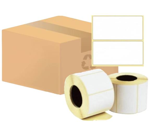 Термоэтикетки 43х25 мм, ЭКО, 1000 шт./р., 80 рул./коробка, диаметр втулки 40 мм (1,5 дюйма)