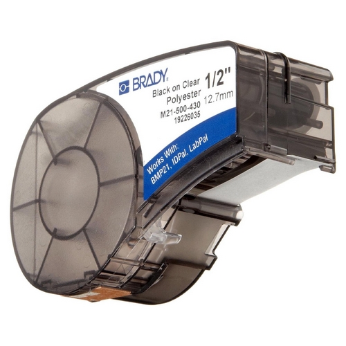Лента Brady M21-500-430 12.7 мм/6.4 м, полиэстер, черный на прозрачном brd110900