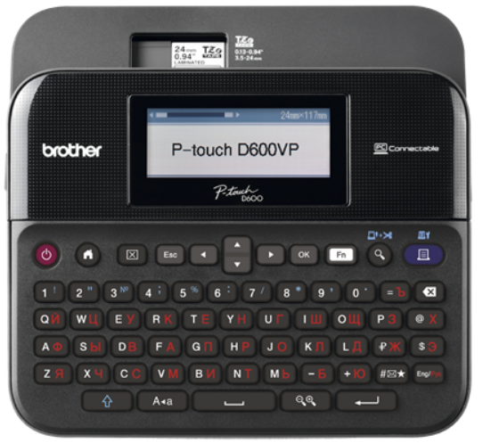 Brother PTD600VPR1 принтер этикеток настольный PT-D600VP USB ширина печати 24 мм в кейсе