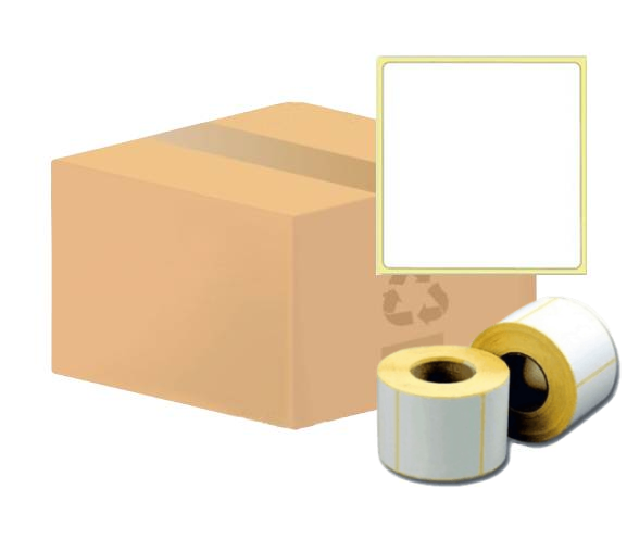 Термотрансферные этикетки 58х60 мм, полуглянец, 500 шт/р, 60 рул/коробка, диаметр втулки 40 мм (1,5 дюйма)