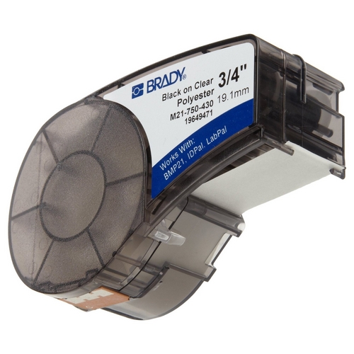 Лента 19.05 мм х 6.4 м, полиэстер, черный на прозрачном, Brady M21-750-430 brd110901